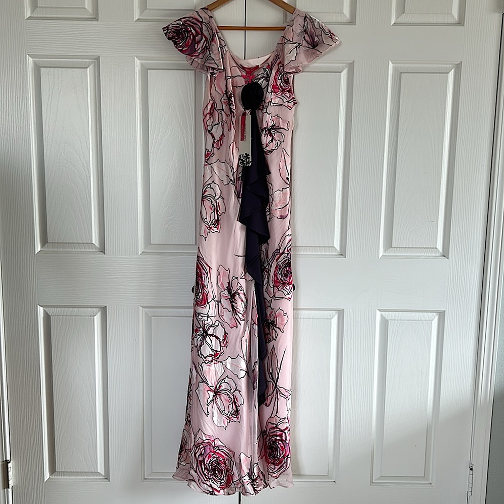 Jacques Vert NWT Ruby Rose Floral Silk Maxi Dress **Size 12/US Size 10** 🌸🌸 - Picture 1 of 8